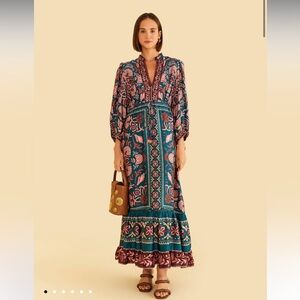 FARM Rio Teal Seashell Tapestry Lenzing™ Ecovero™ Viscose Maxi Dress